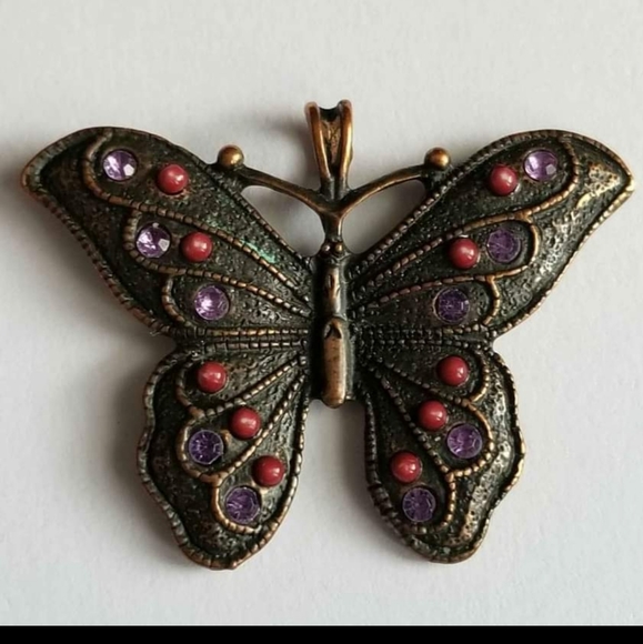 Jewelry - Relisted - butterfly pendant dark copper charm